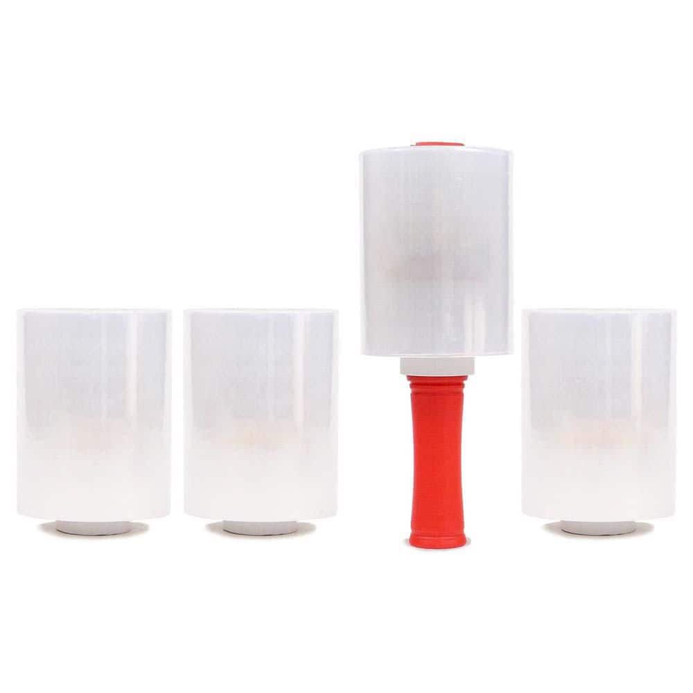 Mini Clear Industrial Stretch Wrap Film 80 Gauge Thick Cling Plastic Self Adhering Packaging 5 x 1000 ft. 4-Pack Handle price history on PriceWatchPro
