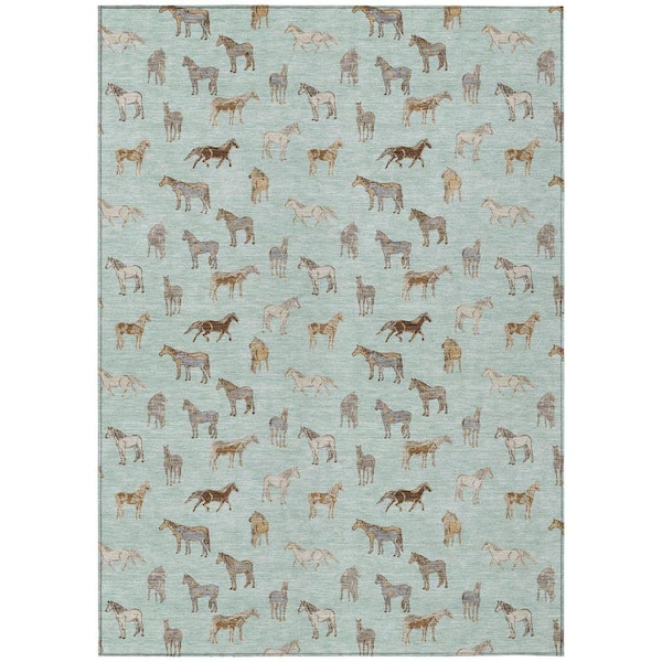 Chantille Machine Washable Indoor/Outdoor Abstract ACN2521 Mint 3 ft. x 4 ft. Area Rug