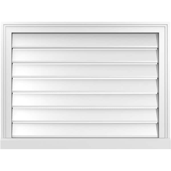 Ekena Millwork 32" x 24" Vertical Surface Mount PVC Gable Vent: Functional with Brickmould Sill Frame