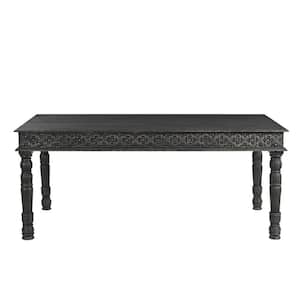72 in. Black Solid Wood Dining Table