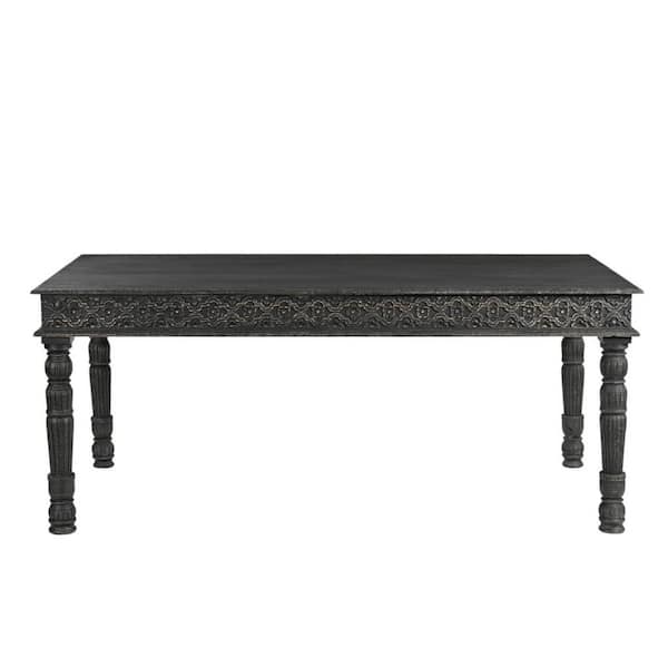 72 in. Black Solid Wood Dining Table