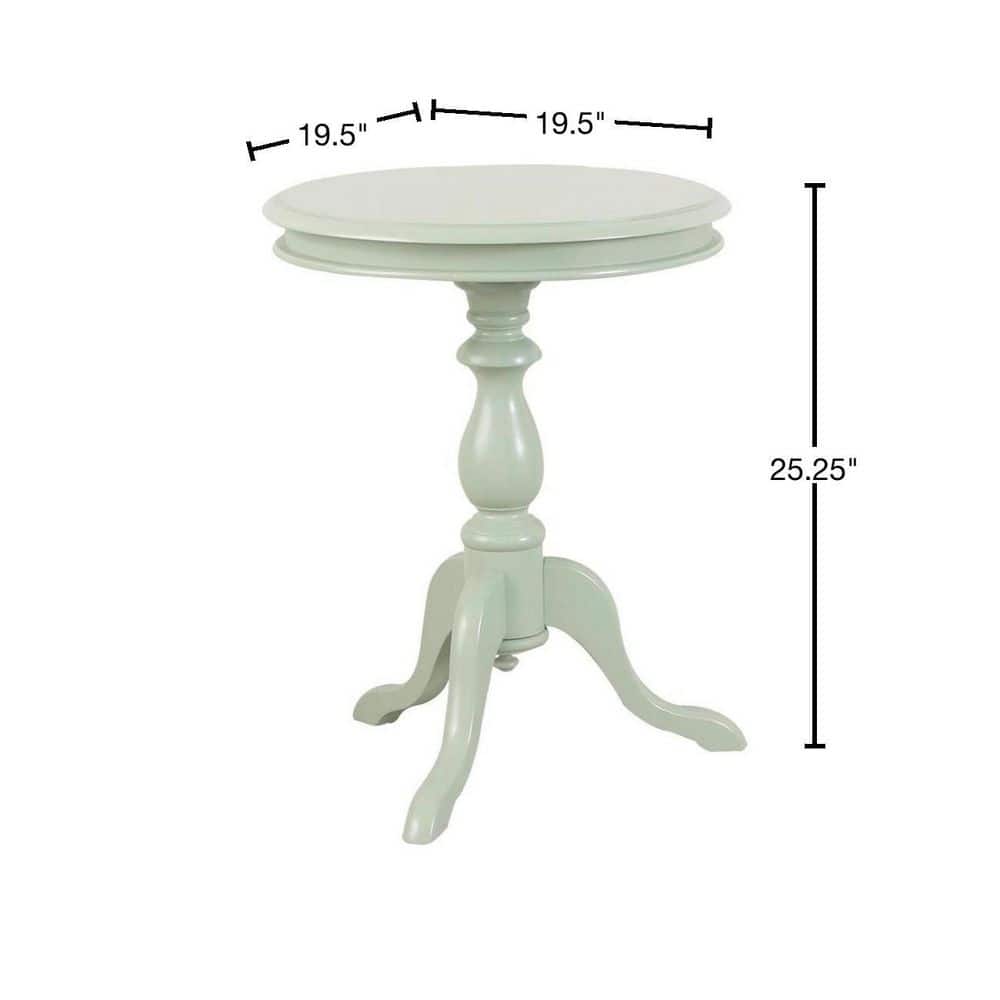 Antique Ivory Round Wood Side Table with Turned Pedestal