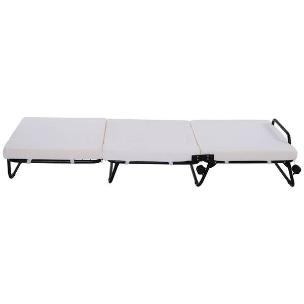 HOMCOM 29.5" White Polyester Twin Sofa Bed with Slipcover