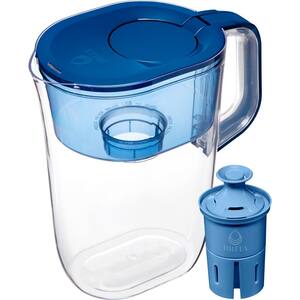 Tahoe 10-Cup Large Water Filter Pitcher in Blue with 1 Elite Filter