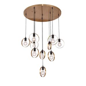 Alexia 10-Watt Integrated LED Black and Brushed Brass Waterfall Chandelier