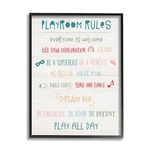 "Playroom Rule Kid's Motivational Phrase" by Natalie Carpentieri Framed Print Abstract Texturized Art 24 in. x 30 in.