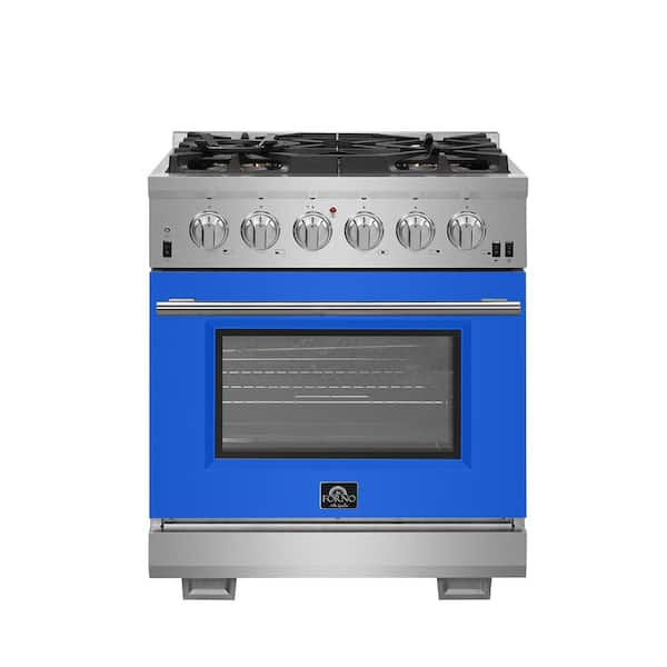Forno Capriasca 30 in. 4.32 cu. ft. Oven Gas Range with 5 Gas Burners in. Stainless Steel with Black Door