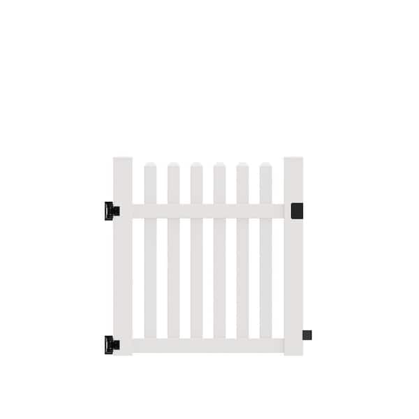 Barrette Outdoor Living Seneca Straight 4 ft. W x 4 ft. H White Vinyl Un-Assembled Fence Gate