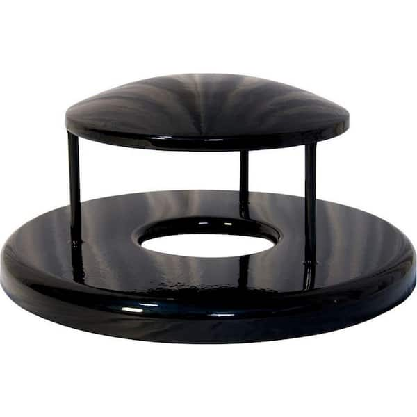 Ultra Play 32 gal. Powder Coated Black Commercial Park Rain Bonnet Receptacle Lid