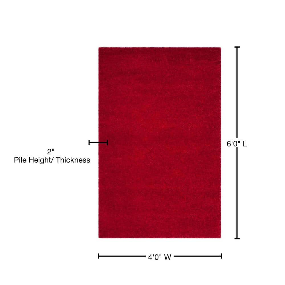 Milan Shag Red Synthetic Rectangular 4' x 6' Area Rug