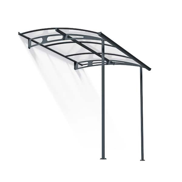 CANOPIA by PALRAM Vega 7 ft. x 7 ft. Gray/Clear Door and Window Fixed Awning