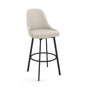 Harper 27 in. Cream Boucle Polyester / Black Metal High Back Swivel Counter Stool