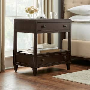 Bonterra 2-Drawer Chocolate Brown Nightstand (32.5 in. W x 21.7 in. D x 30.3 in. H)