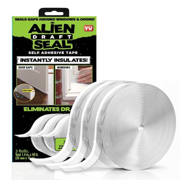 Alien Draft Seal 1.4 in. x 49 ft. Transparent Anti-Draft Adhesive Instant Insulation Door Seal Weatherstrip (3-Pack)