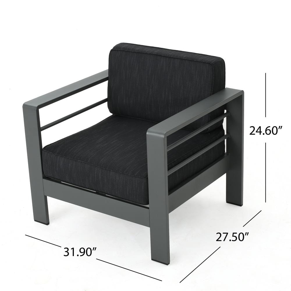 Gray Aluminum 4-Piece Outdoor Loveseat and Club Chair Set