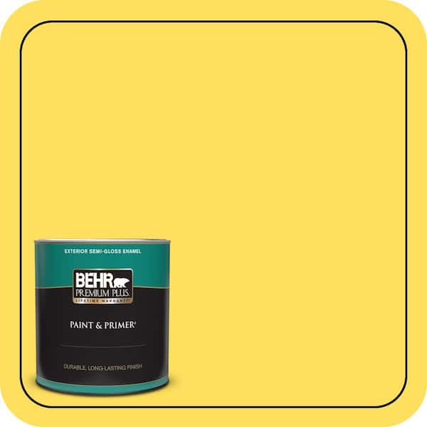 BEHR PREMIUM PLUS 1 qt. #380B-5 Neon Light Semi-Gloss Enamel Exterior Paint & Primer