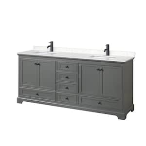 Deborah 80 in. W x 22 in. D x 35 in. H Double Bath Vanity in Dark Gray with Carrara Cultured Marble Top