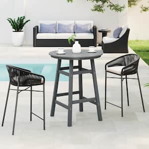 Laguna 35 in. Round HDPE Plastic All Weather Bar Height High Top Bistro Outdoor Bar Table in Gray