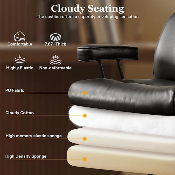 Allwex Kro PU Fabric Swivel Ergonomic Office Task Chair in Black