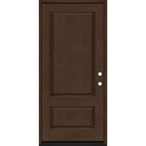 Regency 36 in. x 80 in. 2-Panel 3/4-Squaretop LHIS Hickory Stained Fiberglass Prehung Front Door