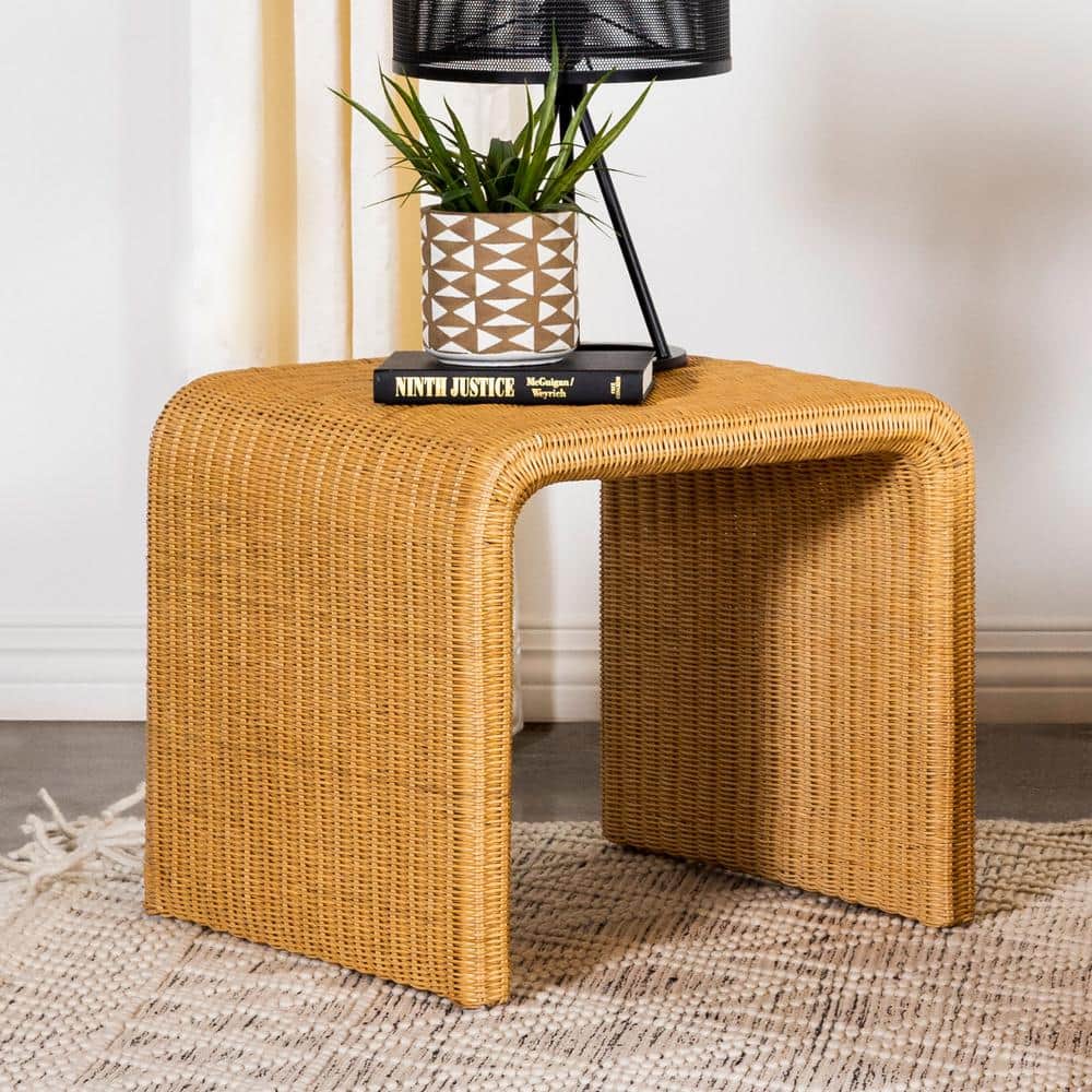 Juanita Natural Rattan Square Coastal End Table