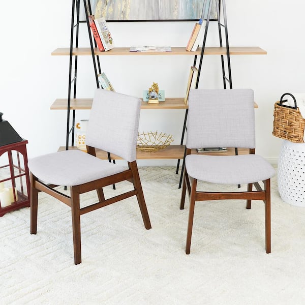 Ashcroft Furniture Co Akren Light Grey Fabric Luxury Modern Dining Side Chair Set of 2