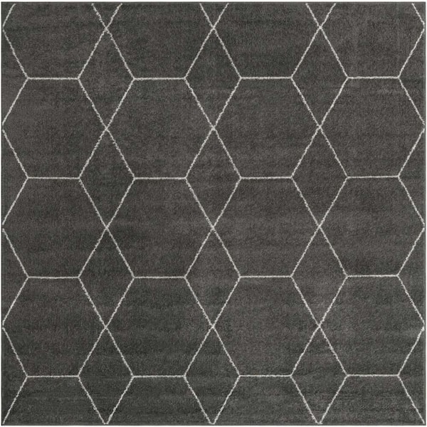 Trellis Frieze Geometric Dark Gray 6 ft. x 6 ft. Area Rug