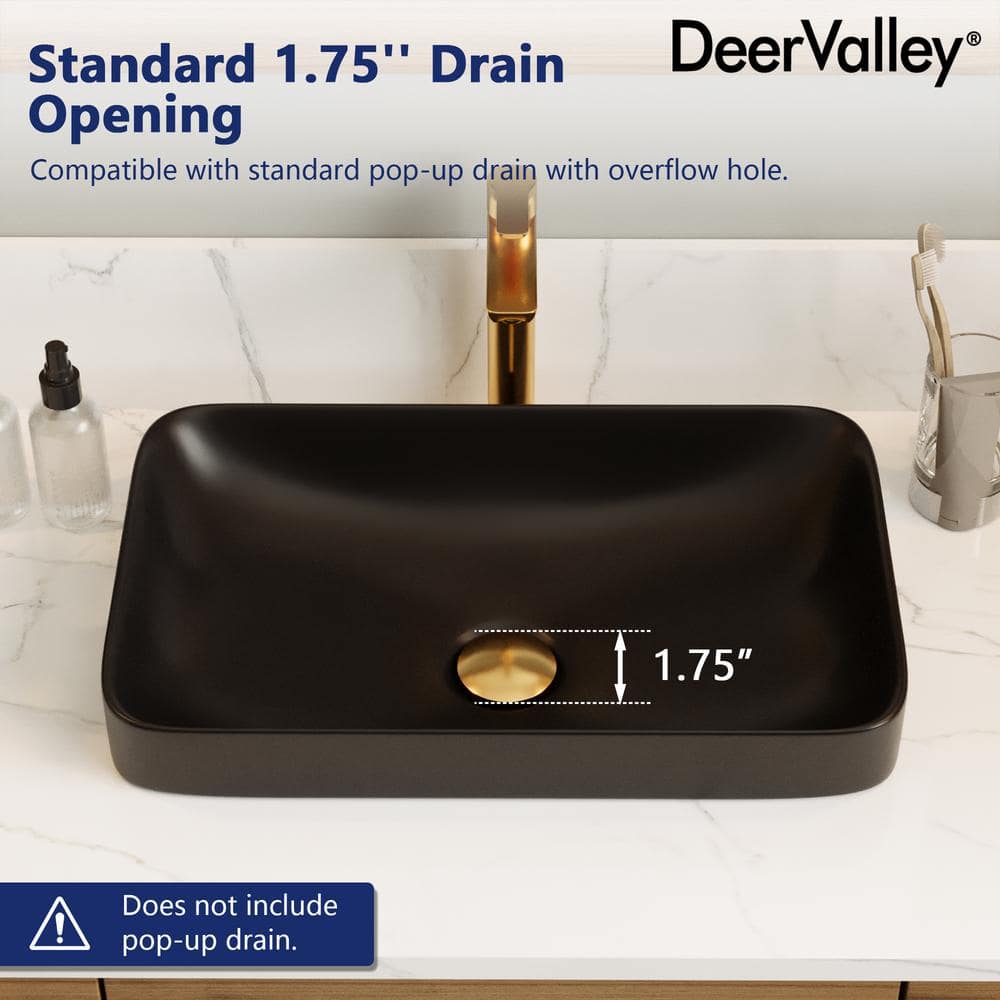 Ally Black Ceramic Above-Counter Rectangular Vessel Sink