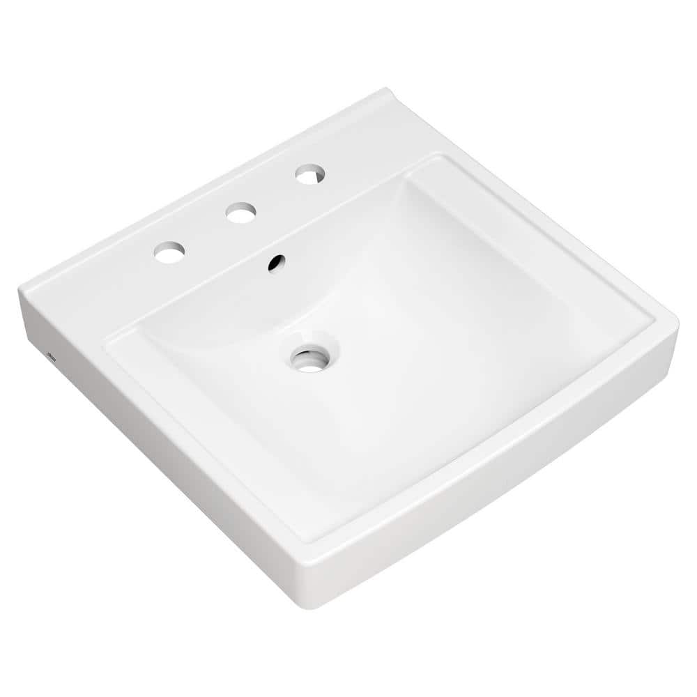 Decorum White Ceramic Wall-Mount Bathroom Sink with Overflow