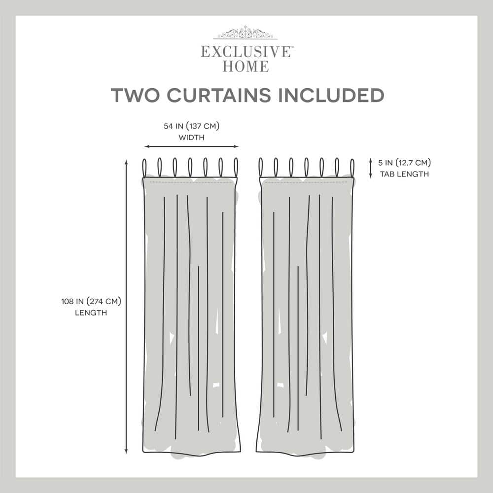 White Sheer Linen-Blend Tab Top Window Panels