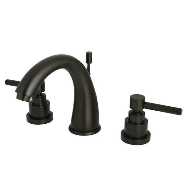 Kingston Brass Elinvar 8 in. Widespread 2-Handle Bathroom Faucets with Brass Pop-Up in Oil Rubbed Bronze