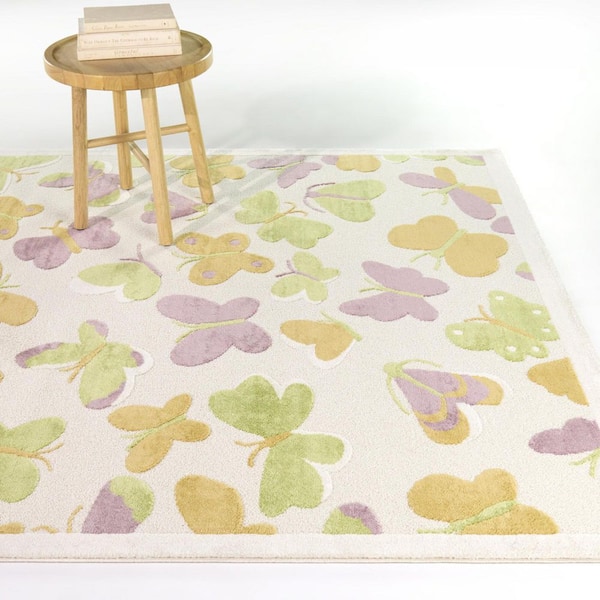 Maggi Multi-Color 5 ft. 3 in. x 7 ft. Kids Butterfly Area Rug