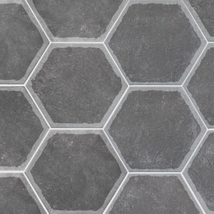 Dakota Hexagon 7.87 in. x 9.45 in. Matte Decor Grafito Porcelain Floor and Wall Tile (10 .sq. ft./Case)