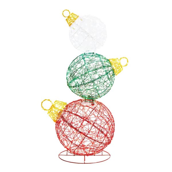 Glitzhome 39.25 in. H Lighted Christmas 3D PVC Stacked Ornaments Outdoor Decor with 760 Green LED Lights