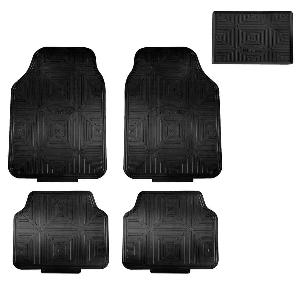 FH Group Metallic Black Non Slip 4 Pieces 29 in. x 18 in. Rubber Backing  Car Floor Mats DMF14410BLACK - The Home Depot