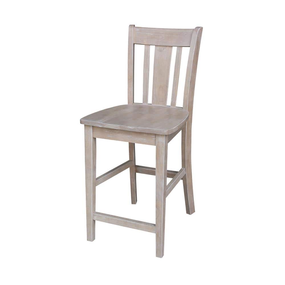 San Remo Washed Gray Taupe Solid Wood Counterheight Stool - 24" Seat