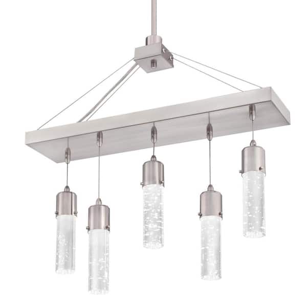 Westinghouse Cava 150-Watt Equivalent Integrated LED Brushed Nickel  Chandelier with Bubble Glass 6371900 The Home Depot