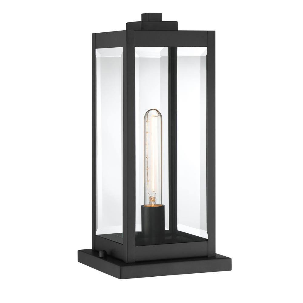 Westover Black Steel Outdoor Post Lantern with Glass Shade