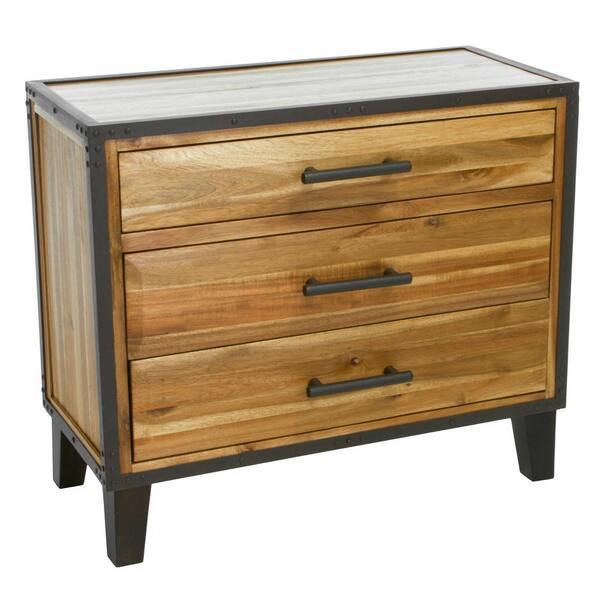 Noble House 3-Drawer Stained Ebony Brown Chest