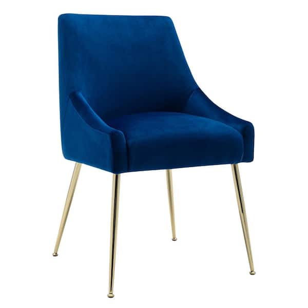 WESTINFURNITURE Trinity Royal Blue Upholstered Velvet Accent Chair With Metal Legs