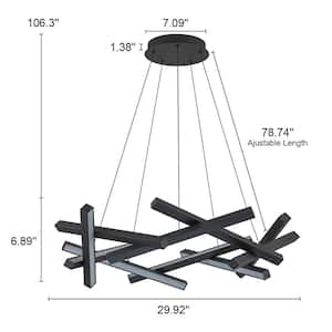 29.92 in. 50-Watt 8-Light Modern Black Sputnik Dimmable Integrated LED Chandelier for Kitchen Island