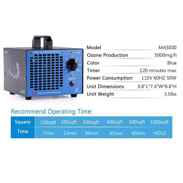 Commercial Ozone Generator 5000 mg/h Air Purifier