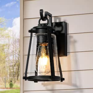 Modern Black Outdoor Wall Lantern, 1-Light Classic Industrial Outdoor Wall Sconce Light with Clear Glass Shade