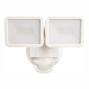180° White Motion Activated Outdoor Integrated LED Flood Light Twin Head