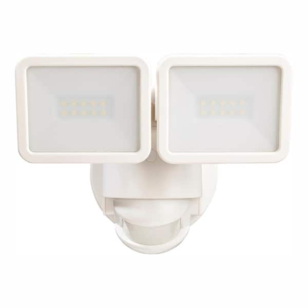 Photo 1 of 180° White Motion Activated Outdoor Integrated LED Flood Light Twin Head