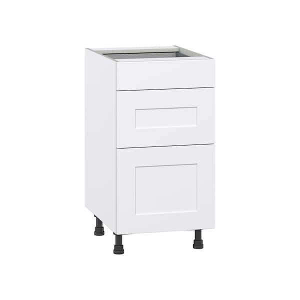 J COLLECTION Wallace Painted Warm White Shaker Assembled Base Kitchen Cabinet with 3 Drawer (18 in. W x 34.5 in. H x 24 in. D)