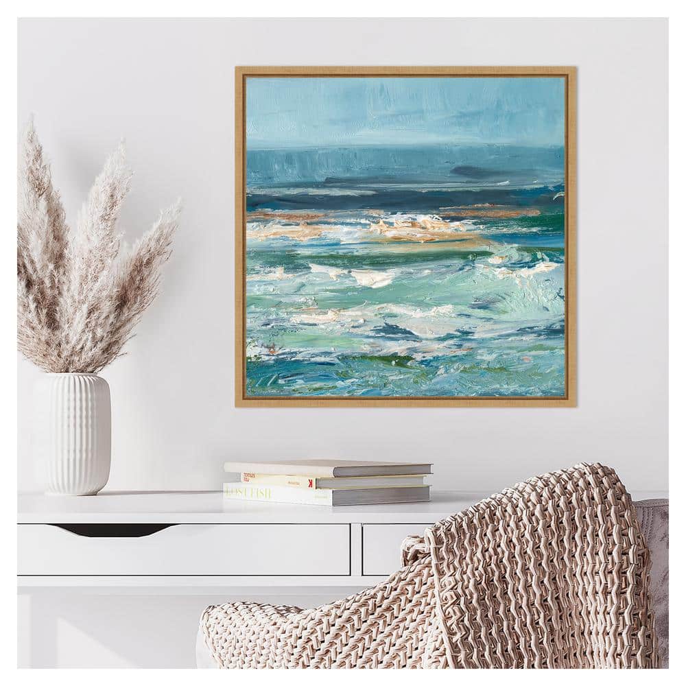 Ethan Harper Coastal Abstract Canvas Print with Maple Frame