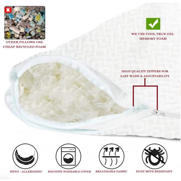 Hearth & Harbor Adjustable Shredded Gel Memory Foam Fill, Memory Foam &  Poly Fill for Your Adjustable Ice Pillows - CertiPUR-US Approved- 1LB 