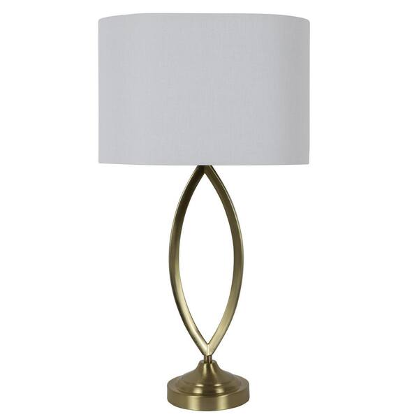 Decor Therapy 27.5 in. Brass Sculpted Indoor Table Lamp with White Shade