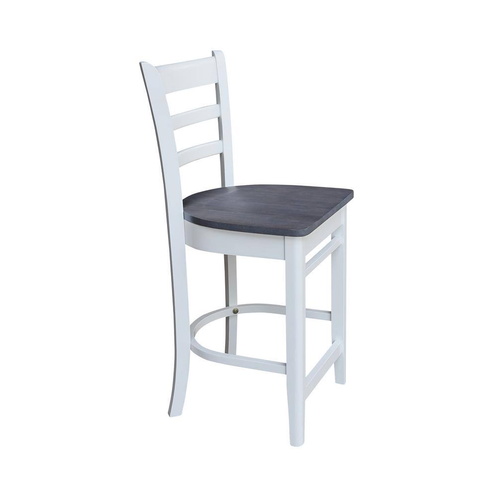 Emily 24" Solid Parawood Counterheight Stool in Hickory/Washed Coal